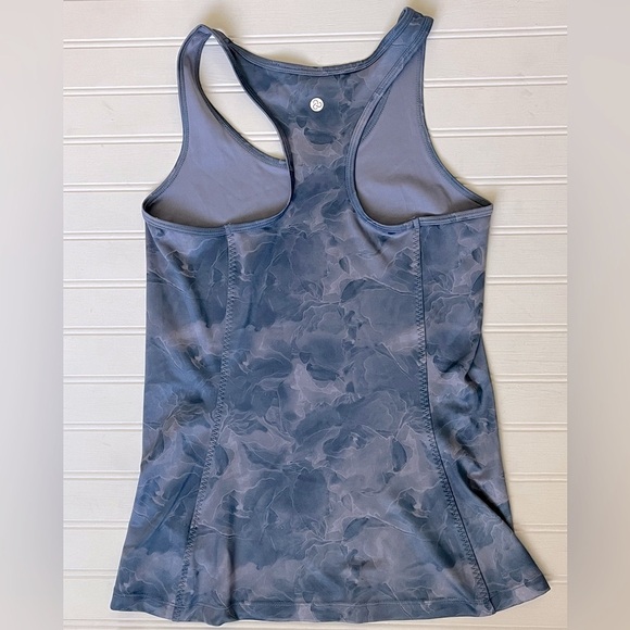 Zella Scoop Neck Racerback Tank Top‎ Fitted Stretchy Abstract Print Gray Small - Picture 3 of 7